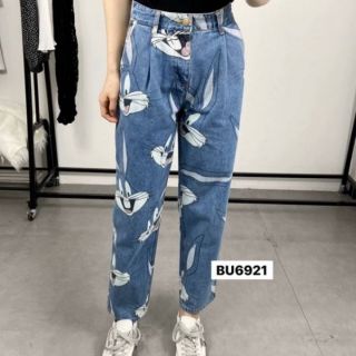 Back up denims BU 6921 กางเกงยีนส์ลายกระต่ายสม็อคเอว