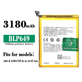 แบตเตอรี่ Battery OPPO A83 BLP649 CPH1729 รับประกันสินค้า 6 เดือน