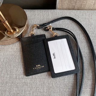 👑ฟรีค่าจัดส่งems👑 คล้องบัตร พนักงาน สีดำ LANYARD ID CASE  CO A C H F57311 IM/ BLACK