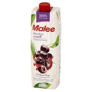 ว๊าว🍟 มาลี น้ำผักผลไม้รวม 100% สูตรเชอร์รี่ 1000มล. Malee 100% mixed fruit and vegetable juice, Cherry formula 1000 ml.