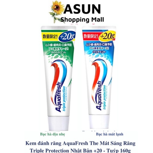 Aquafresh Healthy Toothpaste Gums, ฟัน, ปากหอม 160g + 20g ยาสีฟัน Triple Protection