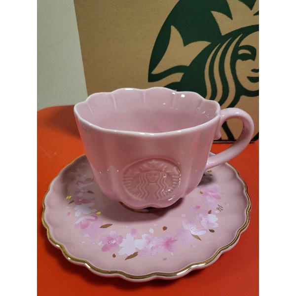 Starbucks Ceramic Pink Blossom with Saucer Mug