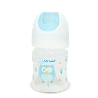 Thaiken ขวดนม 4oz/125ml สีฟ้า 101605 Wide Neck Attoon GiGGLES Feeding Bottle 8858740515597