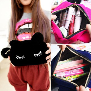 Cool การ์ตูนแบบพกพาแมวเก็บเหรียญกระเป๋าเดินทางแต่งหน้ากระเป๋า Soft CosmeticBag