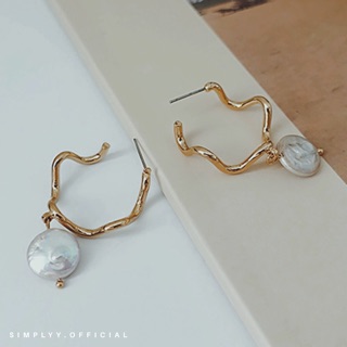 Pearl Wave Hoop Earrings