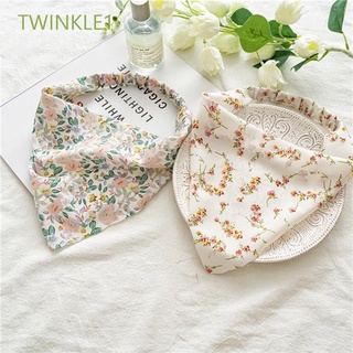 Twinkle1 ผ้าโพกหัวผ้าโพกหัวทรงสามเหลี่ยมลายดอกไม้สไตล์วินเทจหวานสําหรับผู้หญิง