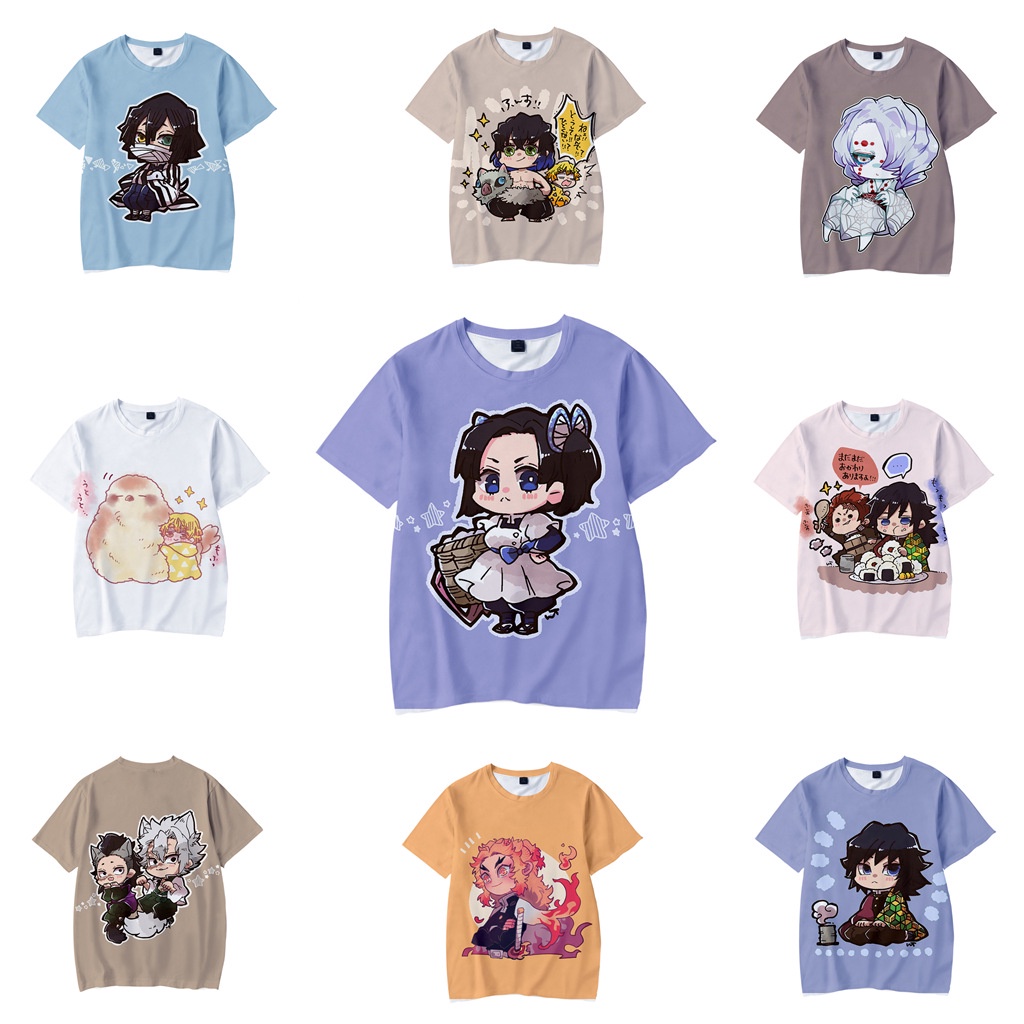 ชุดคอสเพลย์ Anime เสื้อดาบพิฆาตอสูร ชุดชิโนบุ Demon Slayer Kimetsu No Yaiba  Kids Print T-shirt Cosplay Kamado Shinobu G