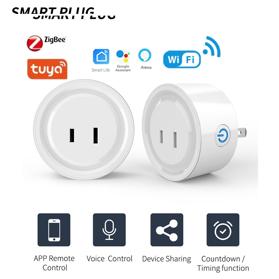 Zemismart สมาร์ทปลั๊ก 2pin/3pin US 10A สมาร์ท Zigbee 16A Outlet Timing Home Socket Outlet Alexa Google Siri Voice, Tuya APP Homekit Home APP ควบคุมผ่าน ZMHK01 Hub
