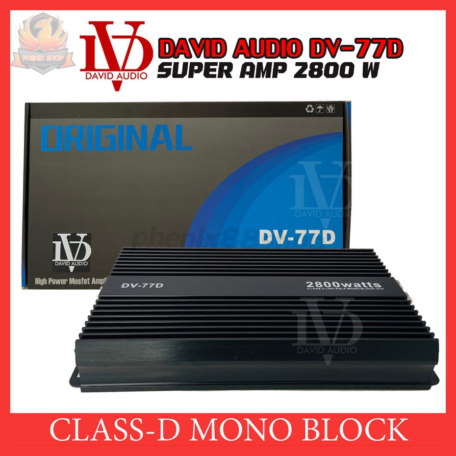 เพาเวอร์แอมป์ DAVID AUDIO DV-77D แอมป์คลาสดีขับซับวูฟเฟอร์ 10-12 นิ้วเหล็กหล่อแม่เหล็ก2 ก้อน CLASS D 1Ch