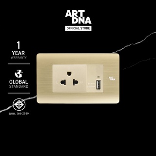 ART DNA รุ่น A85 Single 3 Pin +Single USB Size S สีทอง ขนาด 2x4" design switch สวิตซ์ไฟโมเดิร์น สวิตซ์ไฟสวยๆ