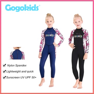 Gogokids ชุดว่ายน้ําวันพีช แขนยาว แห้งเร็ว ป้องกันรังสียูวี 50+ สําหรับเด็กผู้หญิง 15-40 กก.