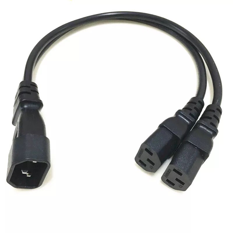 Y ประเภท Splitter สายเคเบิลอะแดปเตอร์เดี่ยว IEC 320 C14 ชายคู่ C13 หญิงสั้นสำหรับโฮสต์คอมพิวเตอร์จอแสดงผล
