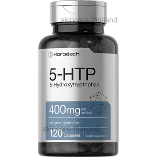 Horbaach 5-HTP 5 Hydroxytryptophan 400mg 120 Capsules วิตามินเพิ่มความผ่อนคลาย ควบคุมอารมณ์ ลดความเครียด Mood Support