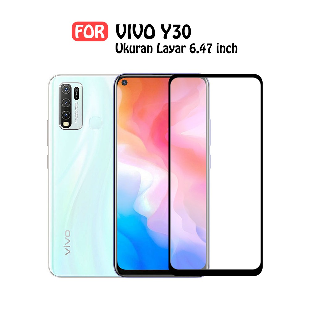 CASE888 กระจกนิรภัย 5D 6D 9D 21D Vivo Y30 Full Coverage Ultra HD - สีดํา