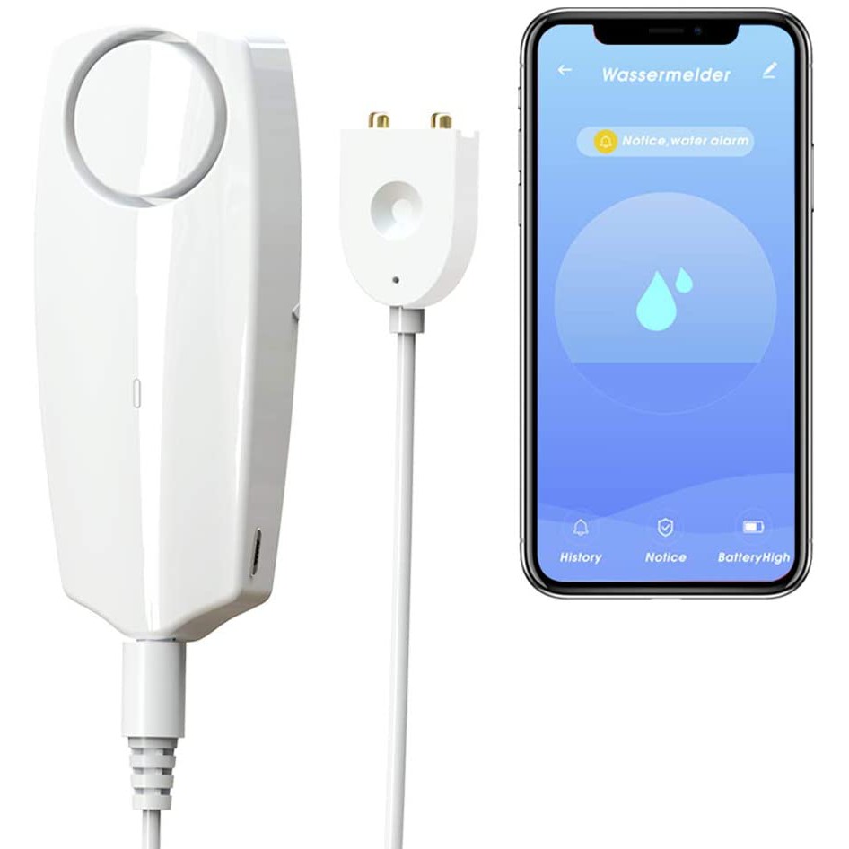 Water Leak Detector,100 dB Volume,TUYA Smart APP WiFi Water Sensor