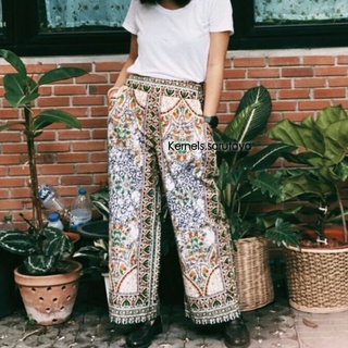 กางเกงขายาว ผ้าคอตตอน โบฮีเมียน พื้นเมือง ชนเผ่า กางเกงสามส่วน ลายไทย Long Pants Cotton Boho