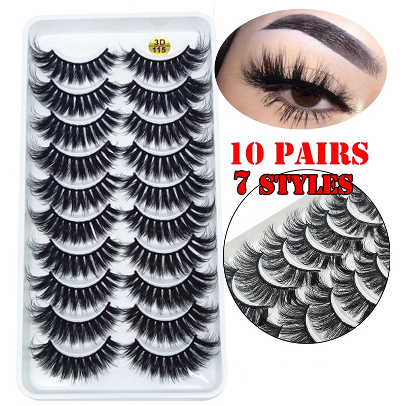 HYP 10 Pairs Makeup Handmade Natural Long False Eyelashes Eye Lashes ...