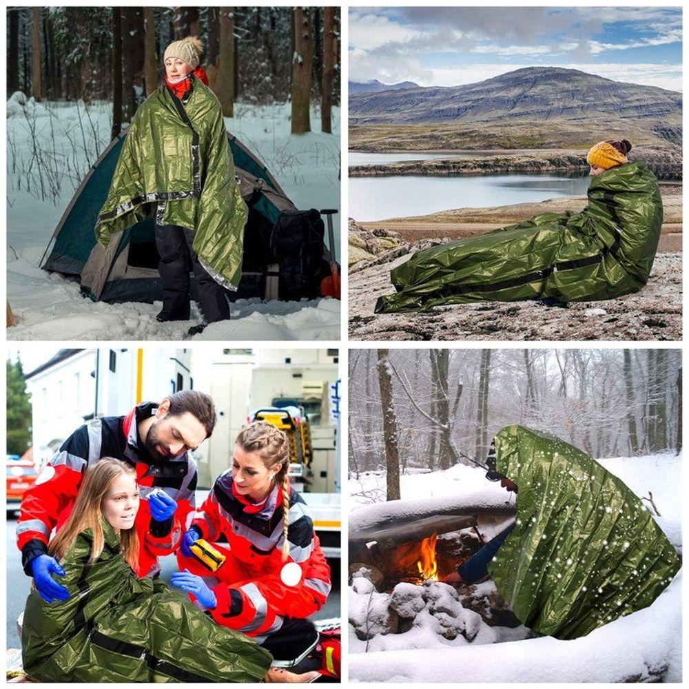 Keepin ถุงนอน Keep Warm Camping ผ้าห่มฉุกเฉินกลางแจ้งกันน้ําน้ําหนักเบา Windproof Survival ผ้าห่มกระเป๋า