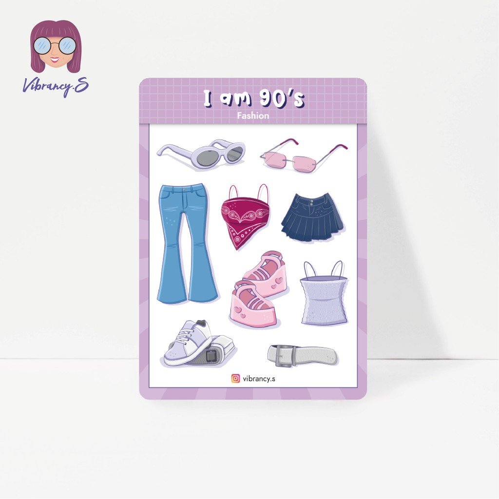 VIBRANCY.S I am 90s Sticker Sheet – Fashion Journal Sticker / A6(105 x 148mm) / กันน้ํา