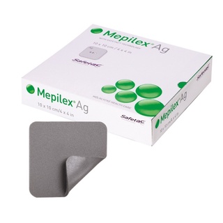 Mepilex Ag เมปิเล็กซ์ ซิลเวอร์ ขนาด 10 X 10 cm แผ่นปิดแผลกดทับ เหมาะกับแผลที่ติดเชื้อ บรรจุ 5 แผ่น จำนวน 1 กล่อง 20235