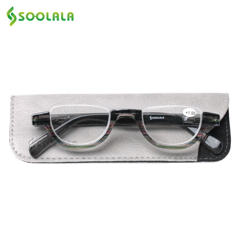 Soolala แว่นตาอ่านหนังสือ กึ่งไร้ขอบ ด้านบนแบน ใหม่ ราคาถูก สายตายาว พร้อมกล่องแว่นตา สําหรับผู้หญิง