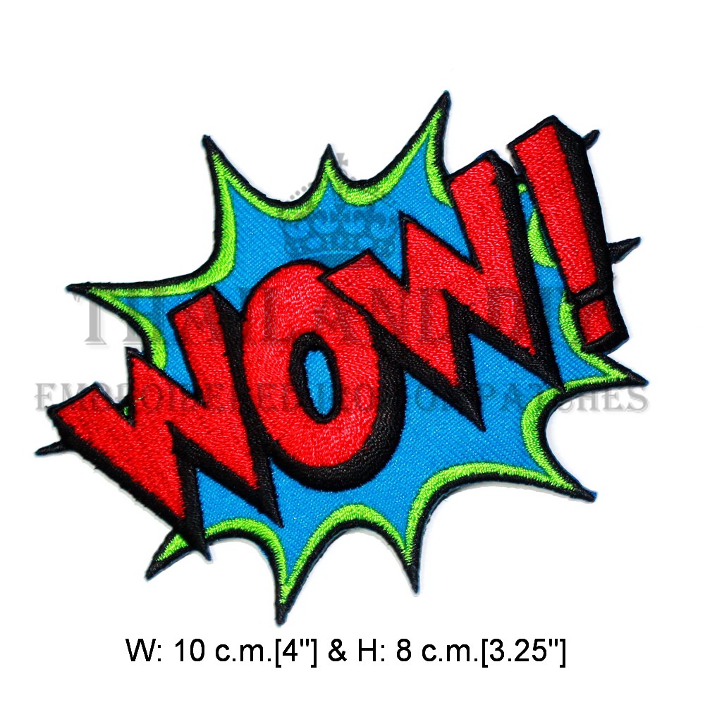 ตัวรีดติดเสื้อ ตัวรีดการ์ตูน ซุปเปอร์ฮีโร่ คำพูด WOW! Superhero Cartoon Comic Patch wop งานปัก DIY ตัวรีด อาร์มติดเสื้อ
