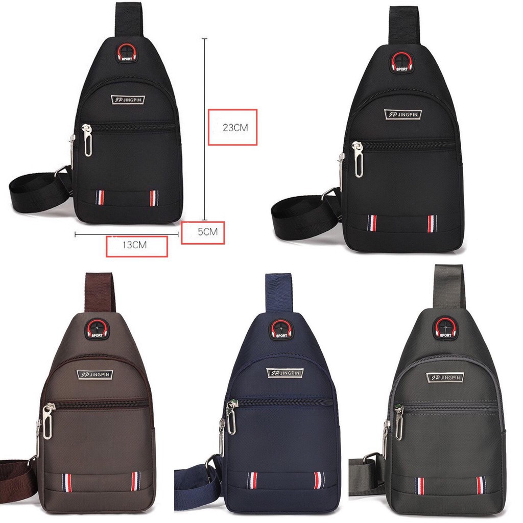 (w63)กระเป๋าสะพายชายใบน้อย 23เซ็น คาดอก3ซิบ ใบไม่ใหญ่ไม่เล็กมาก bagdance