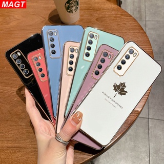 เคสโทรศัพท์ ซิลิโคนนิ่ม ทรงสี่เหลี่ยม ลายใบเมเปิ้ล แฟชั่น สําหรับ Huawei Nova 8i Nova7i Nova7SE Nova5T 3i Y7A Y9S Y7 Pro Y9 Prime 2019