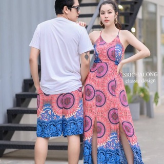 ❤️❤️เซทคู่รัก เดรสสายเดี่ยว+กางเกงขาสั้น ผ้าสปันเนื้อนุ่มใส่พริ้วเย็นสบาย ลายสวยเกร๋ เดรสมีซับใน