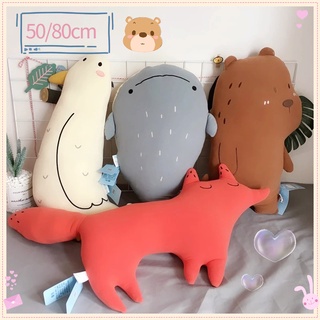 พร้อมส่ง 50/80cm ตุ๊กตานกทะเลน่ารัก ตุ๊กตาปลาวาฬ หมอนตุ๊กตาสัตว์ทะเลป่าอ่อน