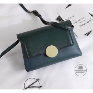 CHARLES &amp; KEITH CIRCULAR BUCKLE SLING CROSSBODY BAG 2017 (outlet) สีเขียว