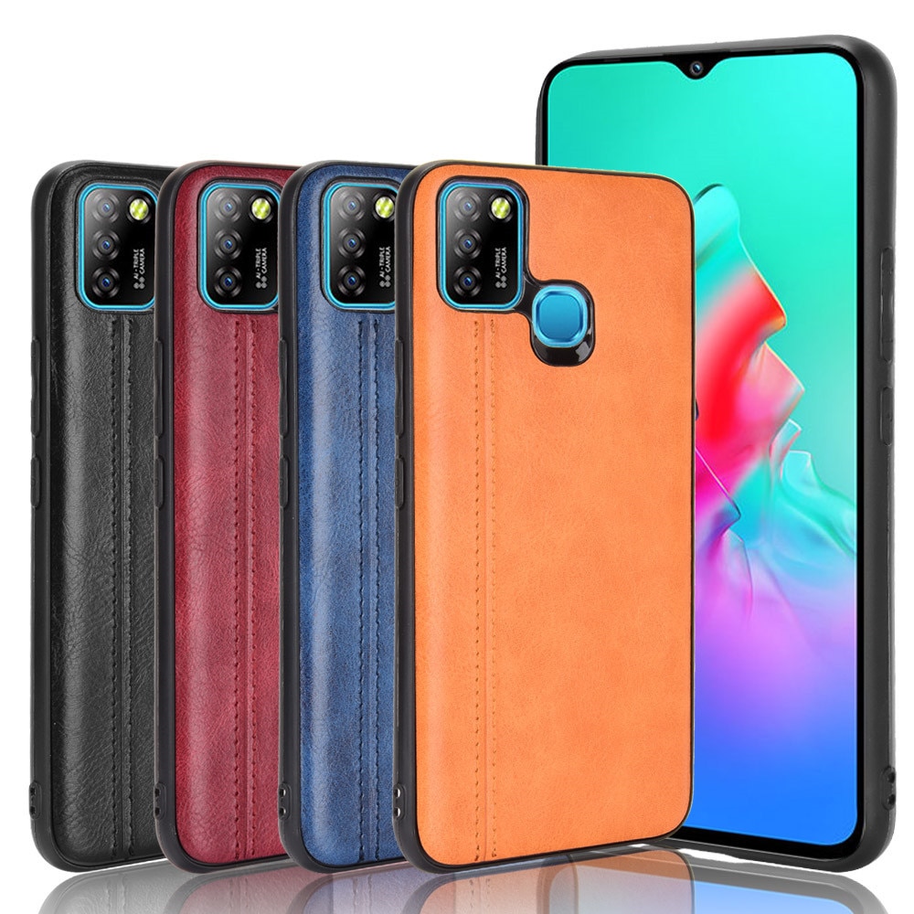 Infinix Smart 5 Case Luxury Calfskin Pu Leather Lines Back Cover