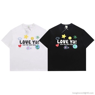 AY [SR-STUDIO] ของแท้ เสื้อยืดแขนสั้น พิมพ์ลาย NOKO Niche Designer LOVE Earth Slogan สไตล์เกาหลี oversize SML