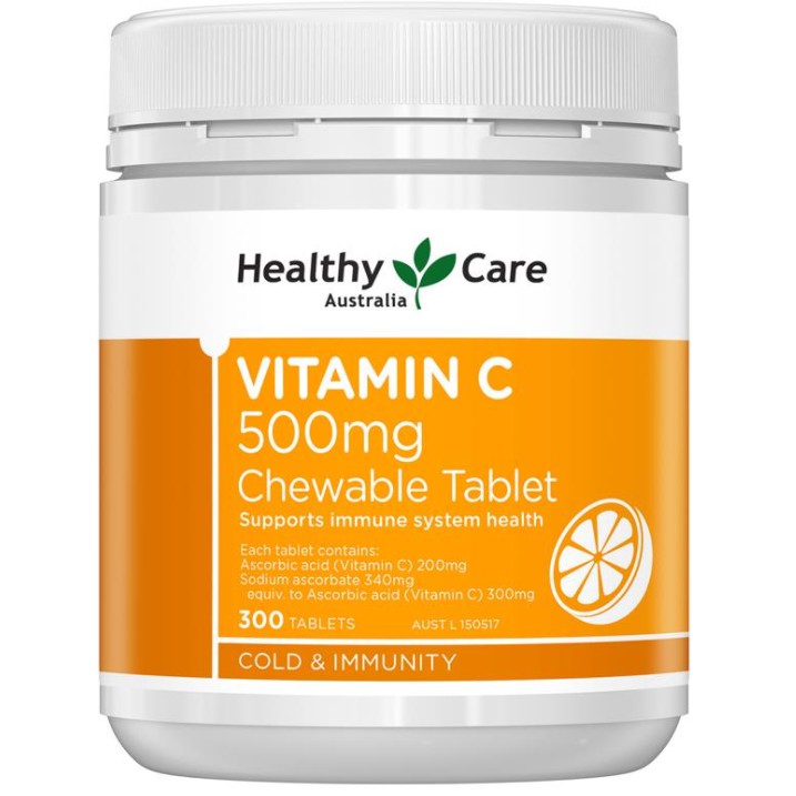 Healthy Care Vitamin C 500mg Chewable 500 Tablets (ส่งตรงจากประเทศออสเตรเลีย)