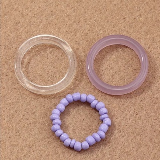 แหวนเรซิ่นเรียบๆเซ็ตสีม่วง 3pcs purple simple resin ring set