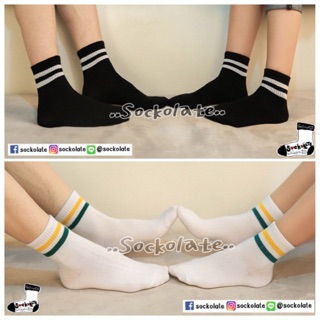 ถุงเท้าแฟชั่น old school socks โอลสคูล ข้อสั้น ลายแถบ 2เส้น / 3เส้น