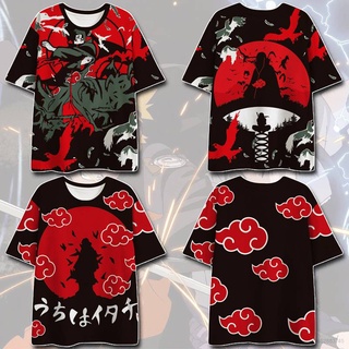 Sy7 เสื้อยืดแขนสั้นลําลอง พิมพ์ลายอนิเมะนารูโตะ Itachi Sasuke ทรงหลวม สําหรับผู้ชาย และผู้หญิง YS7