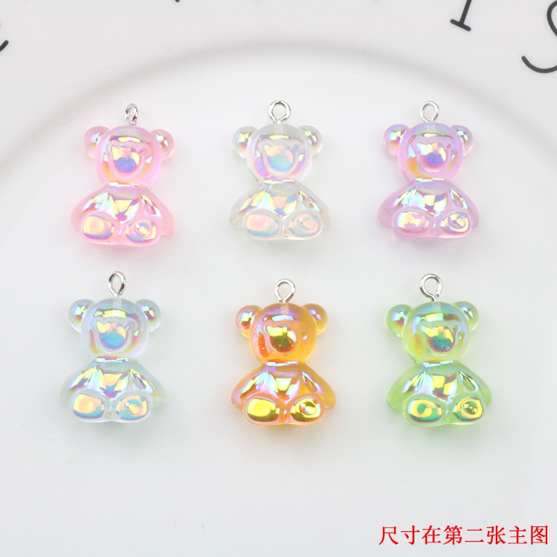 จี้เรซิ่นใส AB รูปหมี ขนาดเล็ก แฮนด์เมด DIY สําหรับทําเครื่องประดับ ต่างหู สร้อยคอ กระเป๋า พวงกุญแจ