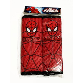 ลิขสิทธิ์แท้ สไปเดอร์แมน แพ็คคู่ หุ้มเบลท์ รถยนต์ สีแดง Spiderman Seat Belt Cover Shoulder Pads Red