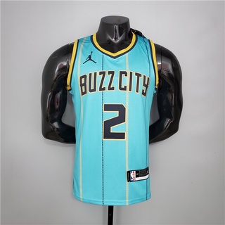 เสื้อกีฬาบาสเก็ตบอล ลายทีม NBA New Hornets Green Jordan #2 เสื้อกั๊ก ผ้าเรยอน ลายเครื่องเล่น