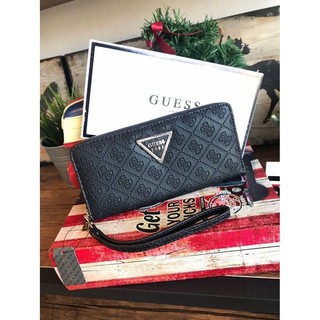 💕GUESS Womens Logo Embossed Zip-Around Wallet Clutch Bag