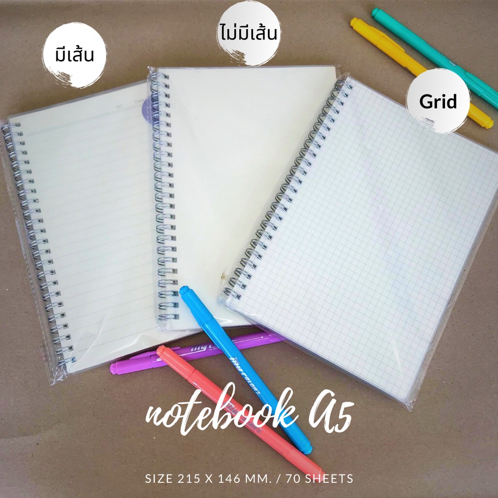 สมุดโน๊ตปกพลาสติก มีเส้น ไม่มีเส้น ตาราง ลายจุด ขนาด A6 A5 B5  สมุดมูจิ MUJI ปกพลาสติกใส - รูปที่ 3