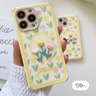 เคสลายดอกไม้ เคสโทรศัพท์ เคสกันเลนส์กล้อง 🌼 ดอกไม้นูนพื้นเหลือง