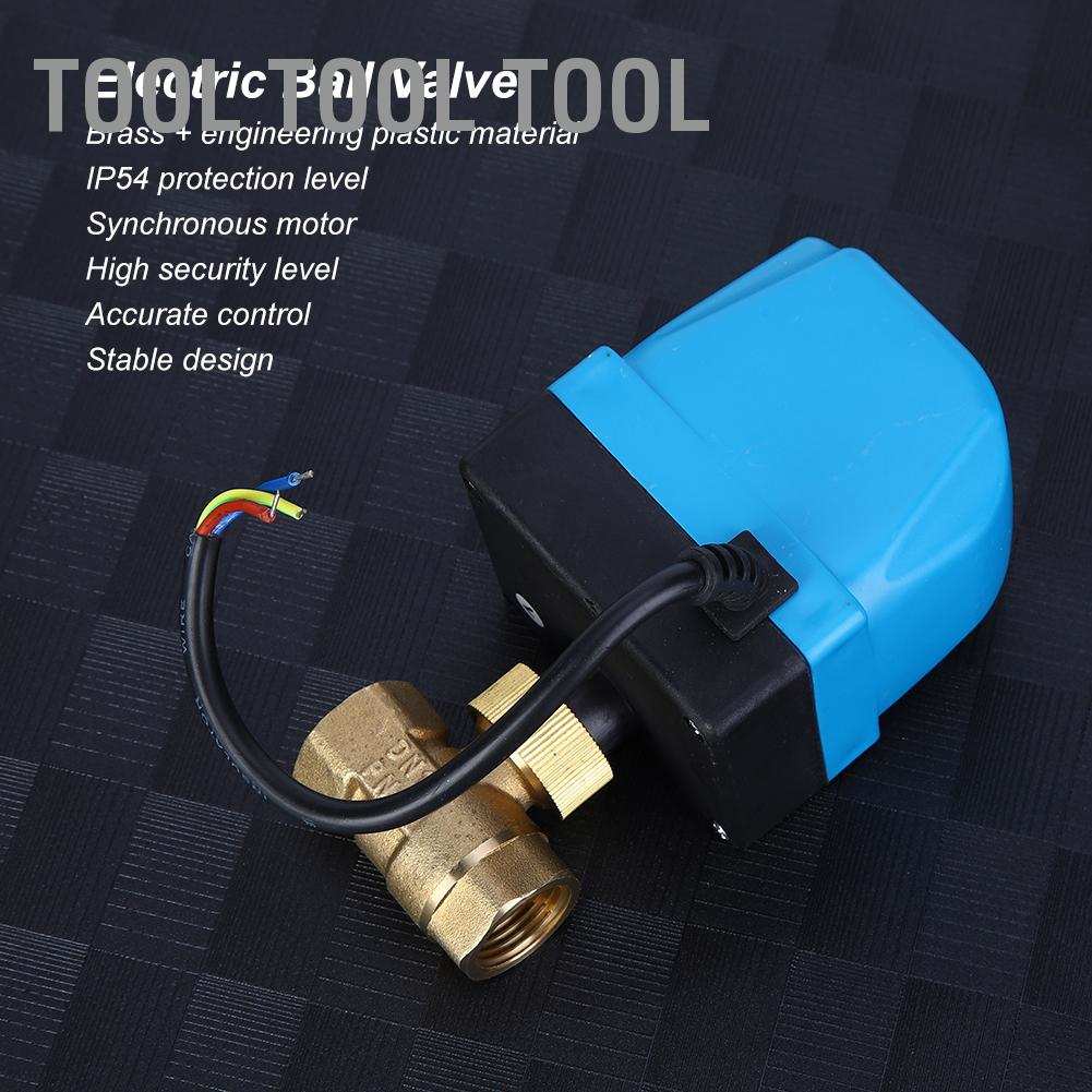 Tool Tool Tool Electric Ball Valve 2‑Way 3‑Wire 2‑Control IP54 Protection Synchronous Motor Blue AC220V
