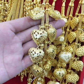 สร้อยข้อมือหัวใจหุ้มทองคำแท้ 5 ไมครอน