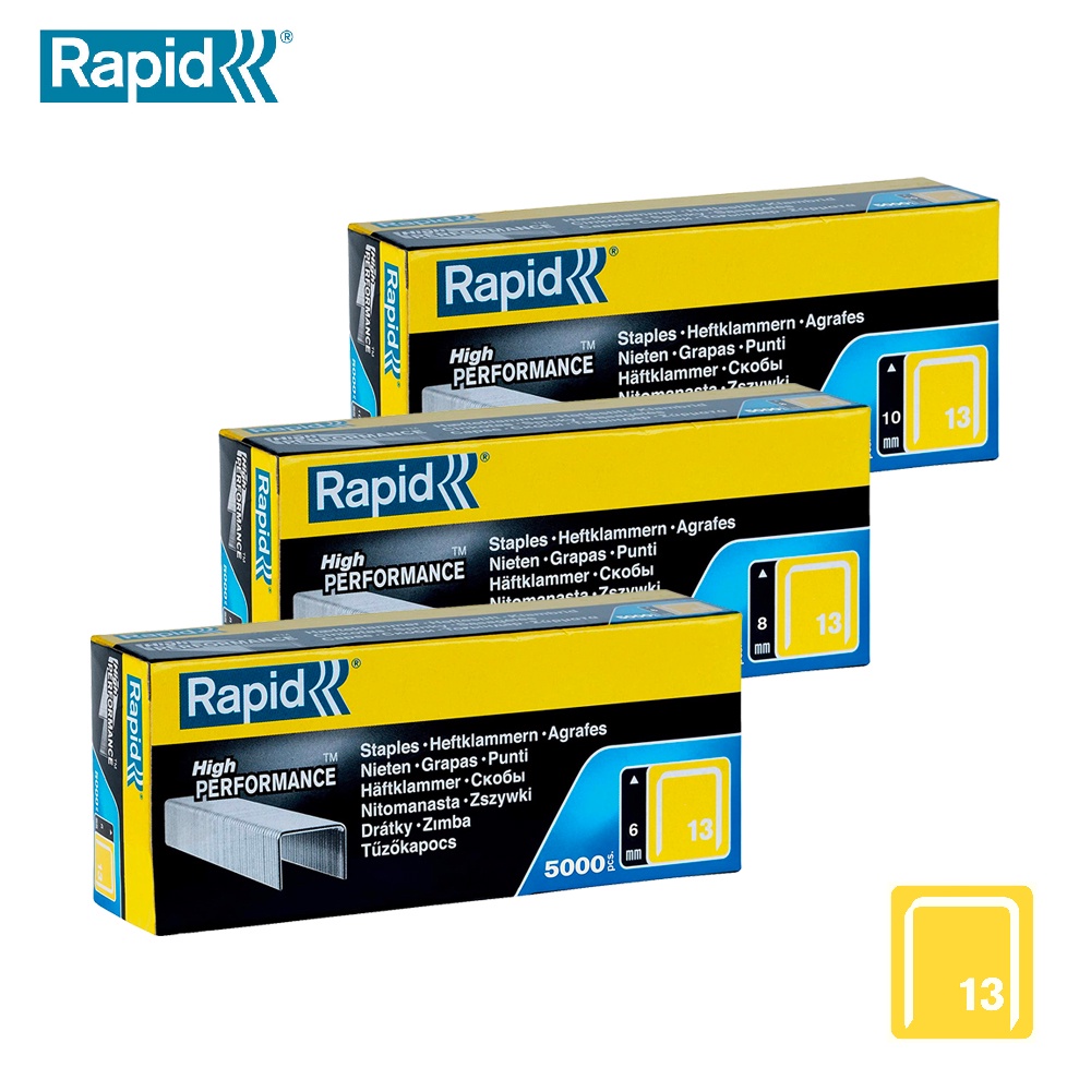 ลวดยิงบอร์ด ลูกแม็กยิงบอร์ด ลวดเย็บ ราปิด Rapid 13/6 , 13/8 , 13/10 กล่อง 2,500 เข็ม สำหรับ เครื่องย