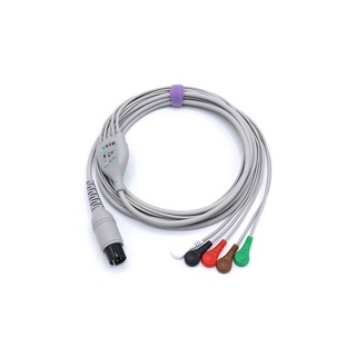 สายวัดคลื่นไฟฟ้าหัวใจ 5ลีด แบบกระดุม AHA คอนเนกเตอร์ 6pin ECG cable 5 leads Snap AHA