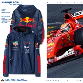 F1 เสื้อแจ็กเก็ตกันลม แขนยาว สีแดง แฟชั่นฤดูใบไม้ร่วง ฤดูหนาว สําหรับแข่งรถ