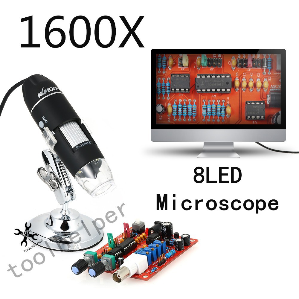 ♙KKmoon กล้องจุลทรรศน์ 1600X 8-LED ขยายใหญ่ พร้อมฟังก์ชั่น OTG Endoscope ชาร์จ USB