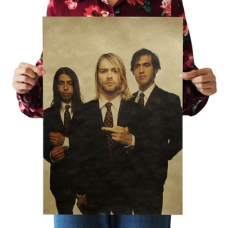 โปสเตอร์กระดาษ ลาย Nirvana สไตล์เรโทร สําหรับตกแต่งบ้าน บาร์ คาเฟ่